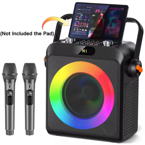 FanFun Bluetooth Karaoke Speaker, Wireless Portable Speaker with 2 Microphone, Karaoke Machine for A