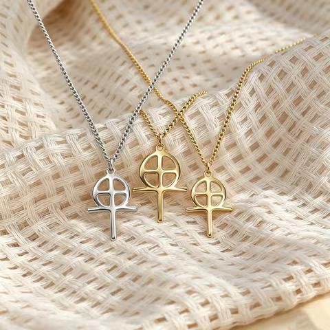 Gnostic Cross Necklace Gnostic Pendant Gnosticism Stainless Steel Jewelry Talisman Charm Protection