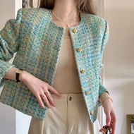 Women's Evening Gown with Evening Jacket Made of Buttoned Evening Material, Elegant Lady's Round Nec