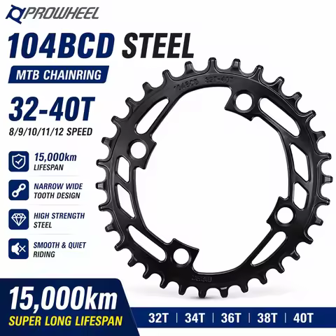 Prowheel 104bcd Bike Chainring Round Steel Chainring Super Lifespan 15000km MTB Mountain Bike Chain 