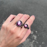 喜迎瑤 925銀 紫雲母 紫鋰雲母 雲母石 活口 戒指 民族風 男女