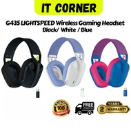 Logitech G435 LIGHTSPEED and Bluetooth Wireless Gaming Headset ( Black / White / Blue)