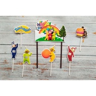 hiasan kue ulang tahun nasi tumpeng cake topper karakter teletubbies