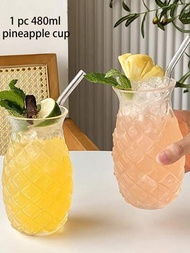 1入(5.83英寸)鳳梨玻璃杯，透明玻璃杯，創意香檳杯，飲料杯，適用於橙汁、牛奶、純水、優格等飲料。可用於餐廳、生日、派對等場合