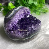 天然原礦原皮紫晶開口笑擺件 紫水晶開口笑 招財療愈 一物一圖