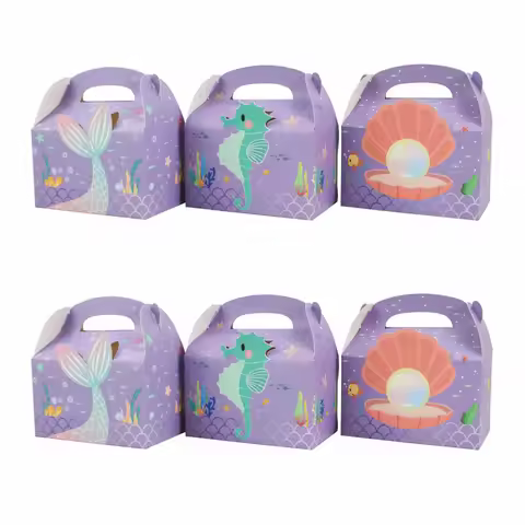 12PCS Newly Design mermaid Theme Custom Make Paper Bag Paper Food treatie cupcake gift Bag for Party