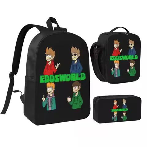 Eddsworld Backpack Student Boys Girls BookBag School Bag Laptop Shoulder Bags 3ps Insulated Lunch Ba