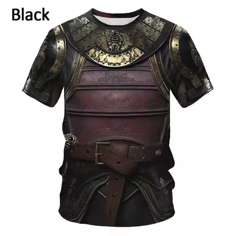 Vintage Medieval Knight Armor 3D Printed T-shirt Men's Designer Clothing Men's Casual Vintage Oversi
