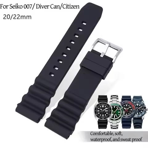20mm22mm Silicone Watch Band For Seiko SKX007 SRP777J1 Sports Strap For Citizen For Rolex SUBMARINER