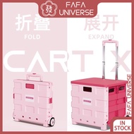 Camping Foldable Pink Plastic Trolley Cart Shopping Cart Trolley Cart Handcart