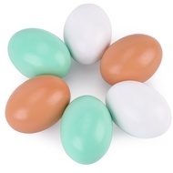 SallyFashion 6PCS Wooden Fake Eggs, 3 Colors Wooden Easter Egg Wood Eggs for Crafts Fake Chicken Egg
