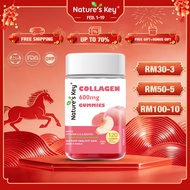 [EXP:2026.5]Nature's Key Collagen Gummies 600mg Biotin Beauty Healthy Hair Skin and Nails Sugar-Free