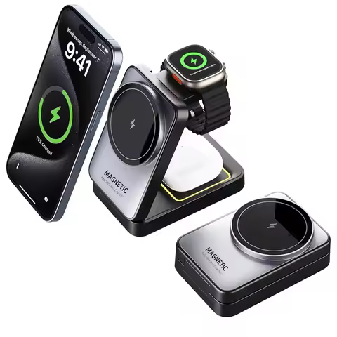 3 In 1 Magnetic Wireless Charger Stand For Magsafe iPhone 13 14 15 16 apple Watch 2-8 Airpods Pro Fo