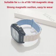 18mm Silicone Magnetic Watch Strap Compatible with A158 A168 A159 A169W Small Square Watch Accessori