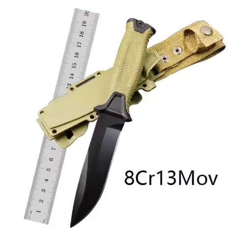 G1500 StrongArm Full Tang Fixed Blade Knife 8Cr13Mov Black Blade Rubber Handles Tactical Hunting Mil