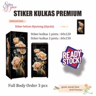 Premium Glossy Vinyl Refrigerator Stickers 1 Door and 2 Doors Floral Motif 6