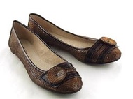 貞新二手衣 ALL BLACK 專櫃 古銅圓釦平底圓頭包鞋平底鞋娃娃鞋(39號)(40104)