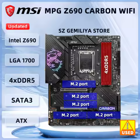 MSI MPG Z690 CARBON WIFI Motherboard LGA 1700 Intel Z690 DDR5 192GB ATX support i9-14900F i7-14700T 