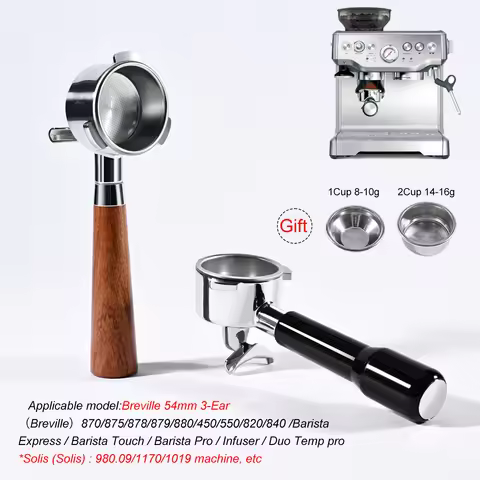 54mm Double Spout Coffee Portafilter Naked For Breville Sage 870 878 880 Replacement Filter Basket B