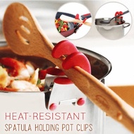 Kitchen Stainless Steel Pot Side Clips Anti-scalding Spoon Holder Kitchen Gadgets Rubber  Gadgets