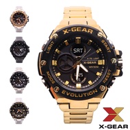 X-GEAR Watch ORIGINAL 50m Waterproof Stainless Steel Chain Strap Dual Time Digital Sport Watch Jam T