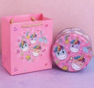 全城熱賣 - 【10個】可愛圓形精緻盒子-粉色小馬-小號套裝&lt;小號盒子13.5*7cm【5.5寸】+手提袋&gt;