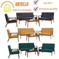 Qatella TRITON 123 seater solid wooden sofa set murah with free coffee table/ sofa kayu/ l shape sol