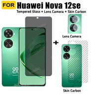 Huawei Nova 12SE Anti-spyTempered Glass for Huawei Nova 12i 10SE 9SE Nova12S Privacy Screen Protector Tempered Glass 3 in 1 Carbon Fiber Film and Camera Protector