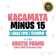 Kacamata Minus 15 Lensa Tipis Hi Index 1.67 Antiradiasi / Blueray STANDAR OPTIK - GRATIS FRAME / Beb