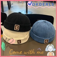 OKDEALS Brimless Hat, Corduroy Solid Color Kids Docker Cap,  Adjustable Design C Letter Warm Fabric 