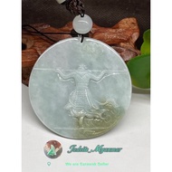 缅甸A货翡翠【细糯 大圣归来】Myanmar Type A Jadeite Jade “WuKong” Pendant，Monkey King，Jed Asli Burma Batu Jed Loke