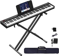 KONIX Piano Keyboard 88 Key with Stand, Touch Sensitivity, Full Size Semi-weighted Keyboard Piano for Beginner Include Sustain Pedal, Power Supply and Piano Bag