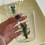 意大利高顏值立體鈴蘭玻璃杯高硼硅水杯牛奶杯果汁杯伴手禮物杯子