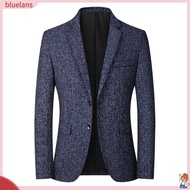   Men Blazer Solid Color Single Breasted Autumn Winter Two Buttons Pockets Suit Coat for Wedding