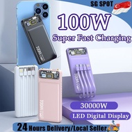 [SG Ready Stock]100W Power Bank Fast Charging Portable Charger 30000mAh with 4 in 1 Charging Cable