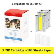 KP108IN 3 Ink Cartridges Compatible for Canon Selphy CP Photo Paper 4"x6"Selphy CP1300 CP1200 CP910 