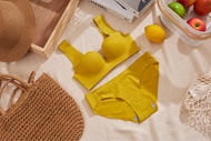 EMILY PUSH-UP BRA MUSTARD color ( set Bra + panty) เซ็ตบราไร้โครงและกางเกงในฟรีไซส์ สีเหลืองมัสตาร์ด