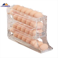 Auto Rolling Fridge Egg Organizer, 4 Tier High-Capacity Egg Holder, Easily Stores 30 Eggs.
