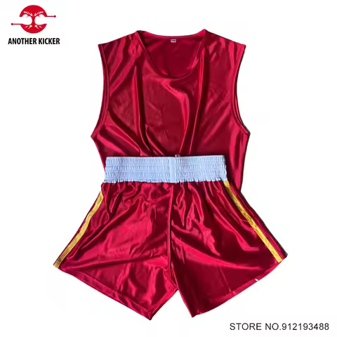 Boxing Shorts and Vest Muay Thai Shorts Men Women Kids Custom Logo Sanda Wushu Uniform Gym Martial A