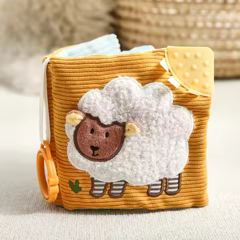Sheep Soft Touch Book, Baby 3D Cloth Book Sensory Early Learning Stroller Toys Infant 0-12 Months Ba