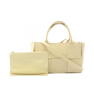 【二手】Bottega BOTTEGA VENETA Mini Arco 兩用托特包，檸檬黃皮革，Maxi Intrecciato編織，女士，二手 B