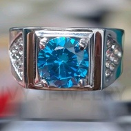 Cincin pria blue t0p4s ring titanium super rich