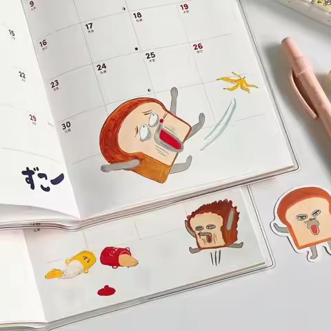 DIY Bread Thief 2026 Schedule Book Colorful Inner Page with Calendar B6 Agenda Book Cartoon Appointm