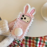Pink Rabbit Lace Edge Phone Case iPhone 17 16 15 14 13 Pro Max Cute Cartoon Protective Cover Shockpr