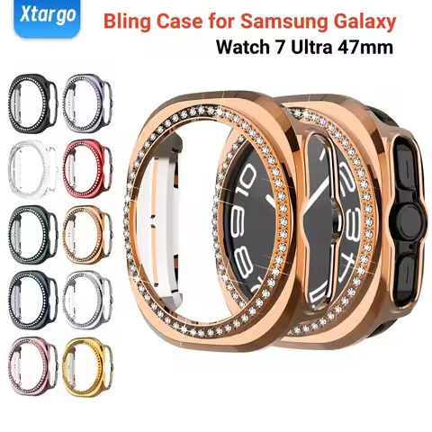 Bling Case for Samsung Galaxy Watch 7 Ultra 47mm Diamond Bumper With Hollow PC Protective Cover for 