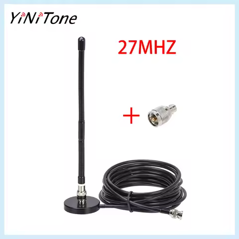 27MHz BNC Male Radio Antenna Kit with Magnetic Base, 5M RG-58 Cable & BNC to PL-259 Adapter for Kenw