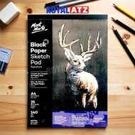 Mont Marte Black Paper Sketch Pad A4 25 Sheets 140 GSM Black Paper Sketch Book