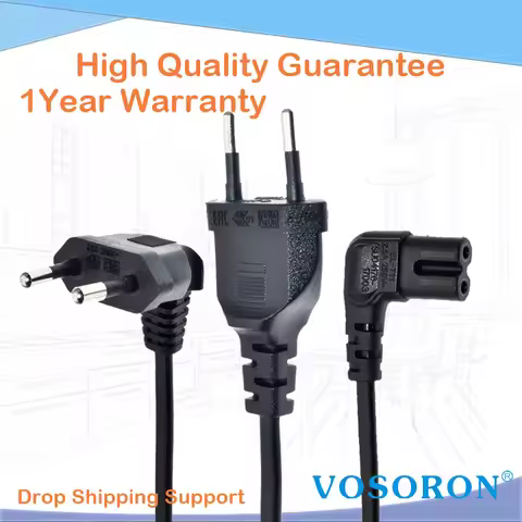 EU Schuko CEE7/16 to IEC320 C7 Angle Converter Angle Extension Cable for Samsung Philips Sony LED TV