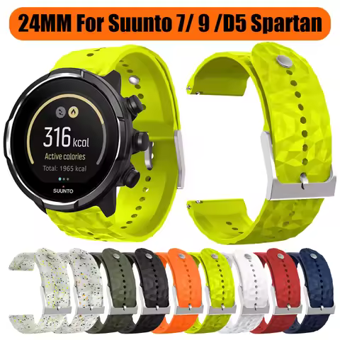 24mm Outdoor Breathable Sports Silicone Strap Band For Suunto 7/ 9 /D5 Spartan Wrist HR Baro Smart W