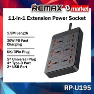 Remax RP-U195 11-in-1 Extension Power Socket Power Strip Wall Extension Plug Power Extension Socket 